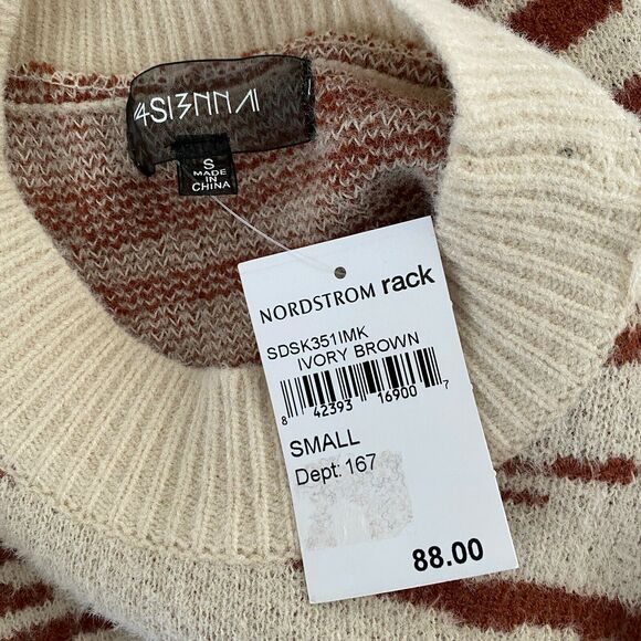 4SI3NNA Womens Zebra Print Pullover Sweater Crewneck Long Sleeve S Small - Picture 6 of 9